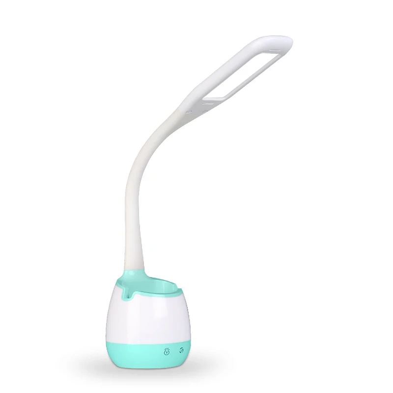 Светодиодная настольная лампа с держателем для ручек, Настольная Светодиодная лампа с сенсорным управлением и регулируемой яркостью