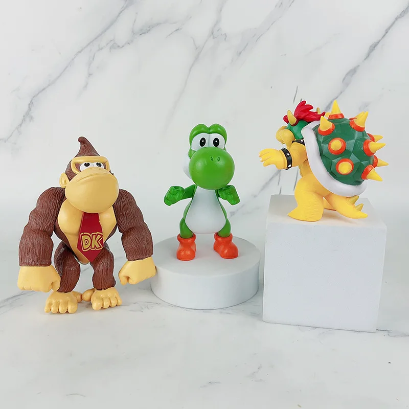 6pcs/set big Mario Figure doll, Cake topper Bowser PVC Action Figure, Movie mario bros figure toy 15cm