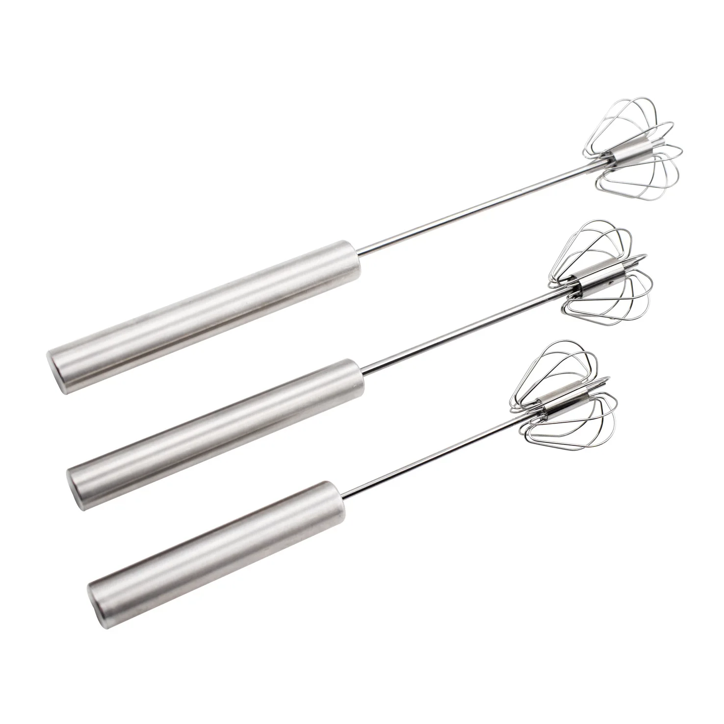 Kitchen Household Tools Stainless Steel Semi-automatic Manual Press 12-inch Rotary Egg Beater