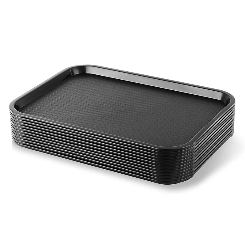 14X11X1 inch rectangle stackable plastic fast food service tray black  red blue green color