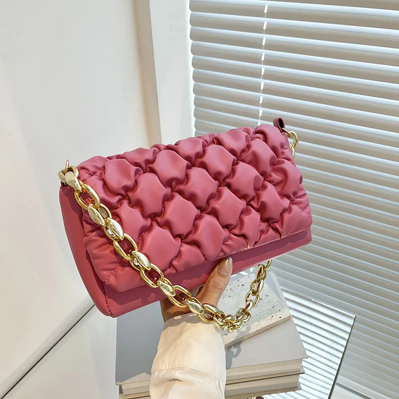 2022 New Arrival Woman Bags Brand Golden Chain PU Leather Shoulder Bags Ladies Trendy Fashion Handbags For Women Luxury