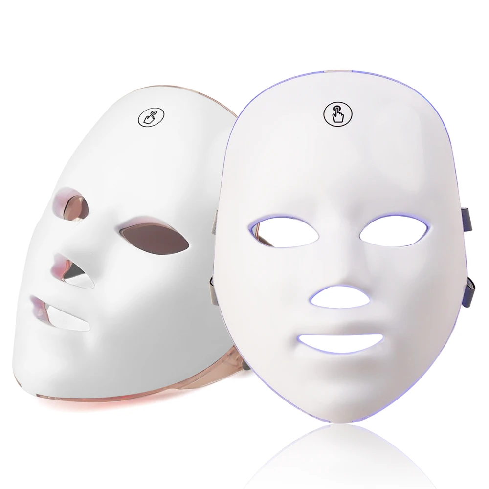 Rechargeable LED Facial Mask 7 Led Light Therapy Facial Skin Care Mask Skin Rejuvenation LED Photon Therapy Beauty Mask