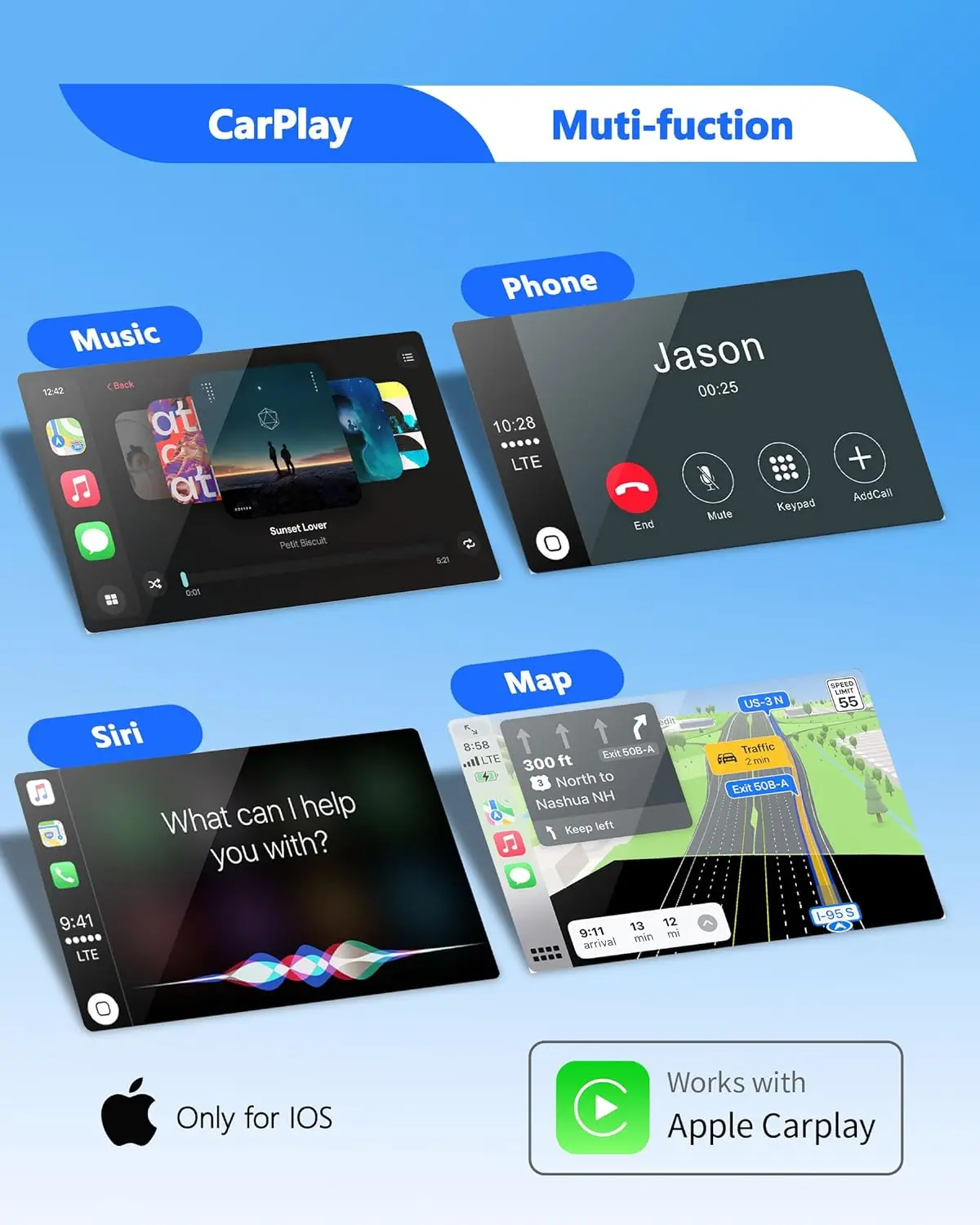 Boyi Wireless Carplay Wireless Adapter Plug & Play 5.3 BT And 2.4 TO 5.G GHZ WIFI Fit for Cars 2017+