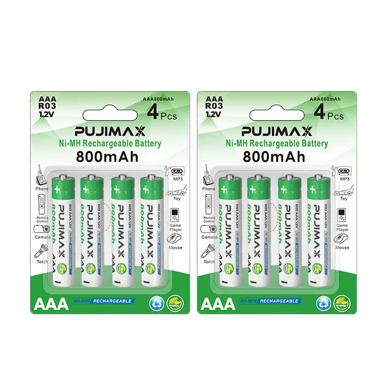 PUJIMAX 8 Pcs durable nimh battery 1.2v 800mah aaa batteries rechargeable battery packs for shavers games controllers cameras