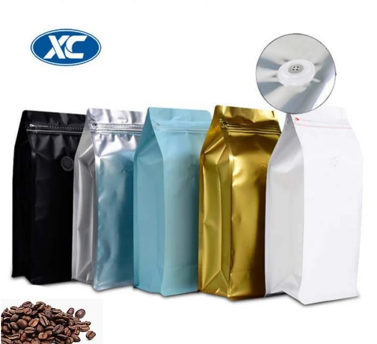 Custom Printing Stand Up Mylar Pouches Packaging Flat Bottom Aluminum Foil Matt Black Kraft Paper Coffee Bag Machine With Valve