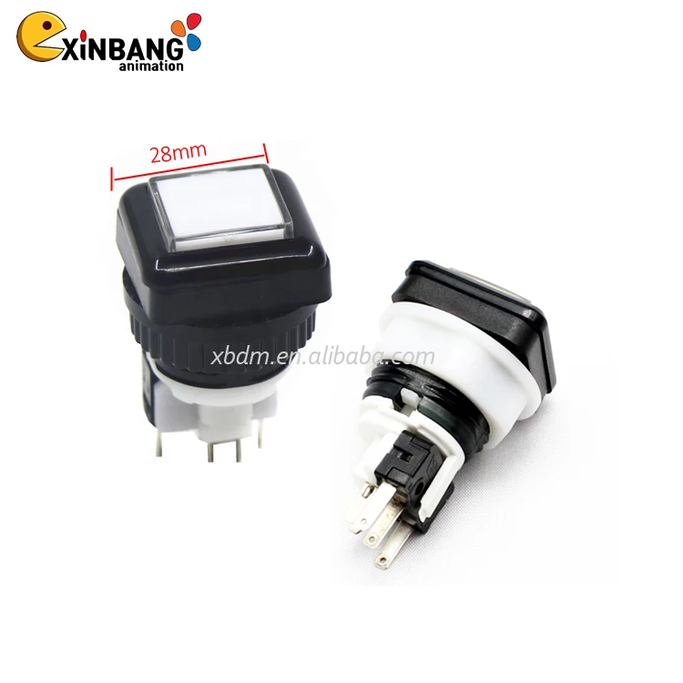 American type 12VDC 28*28mm durable arcade lighting LED button, used for coin operated game console and arcade
