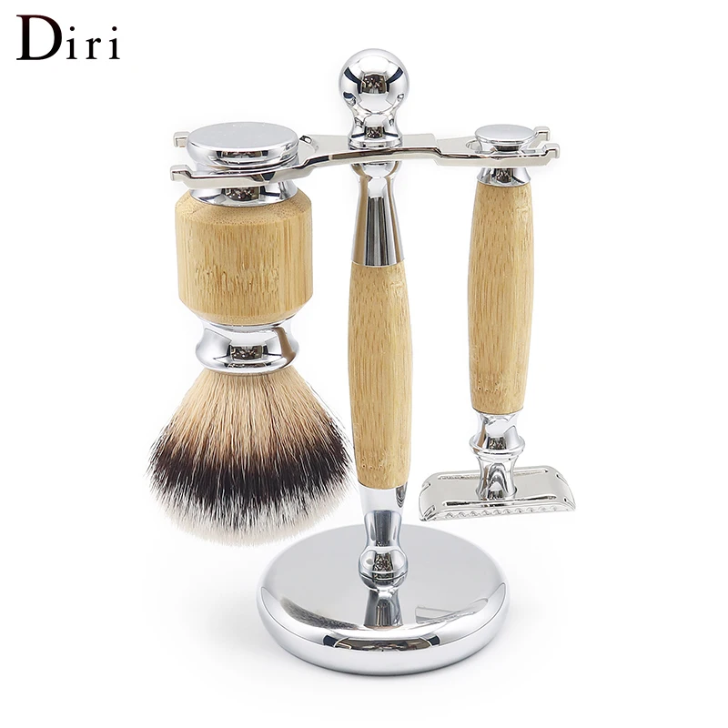 Luxury Man Gift shaving Brush Men OEM Barber Synthetic Hair bamboo Handle Beard Brush kit