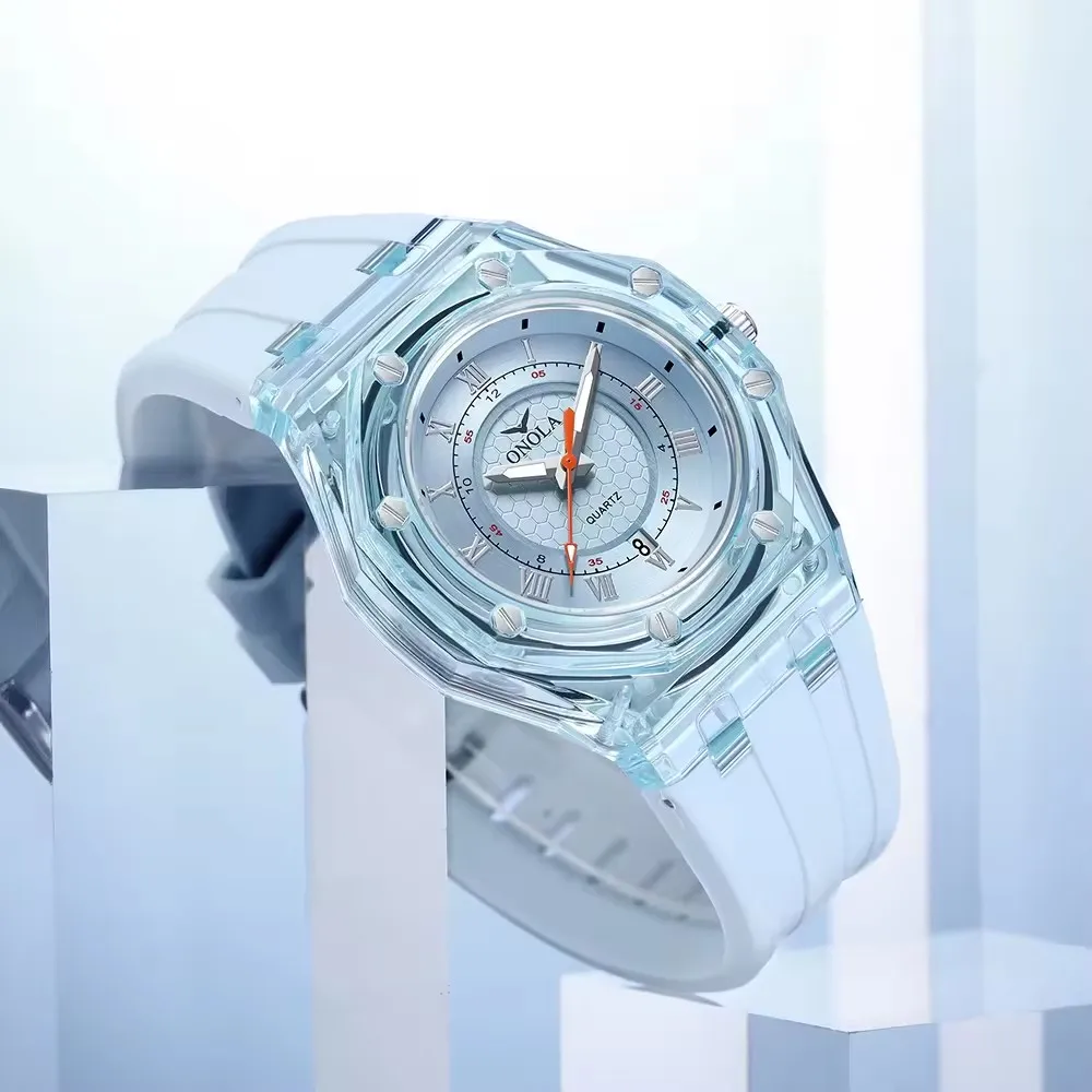 Onola 3857 Luxury Japan Quartz Movement Unisex Sport Fashion Watch For Couple Luminous Date Display Watches Silicone Strap reloj