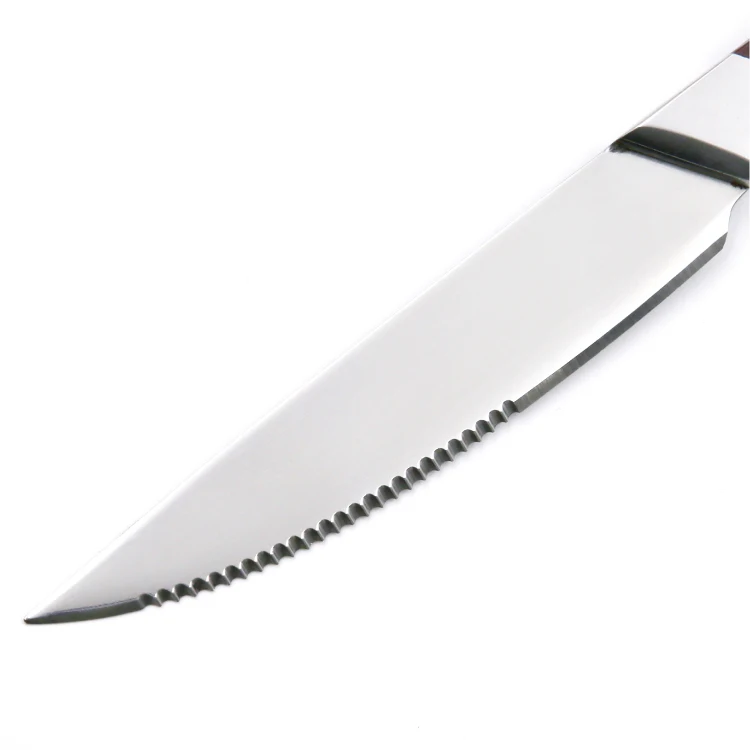 Classical Triple-riveted Half Serrated and Half Sharpened Blade Steak Knife with Wooden Handle