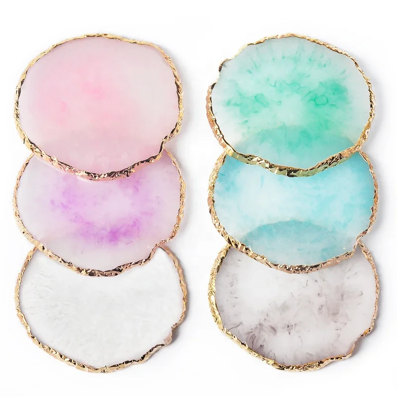 Wholesale Plate Resin Agate Gold Ornaments Painted Palette Nail Pieces Display Board Tools