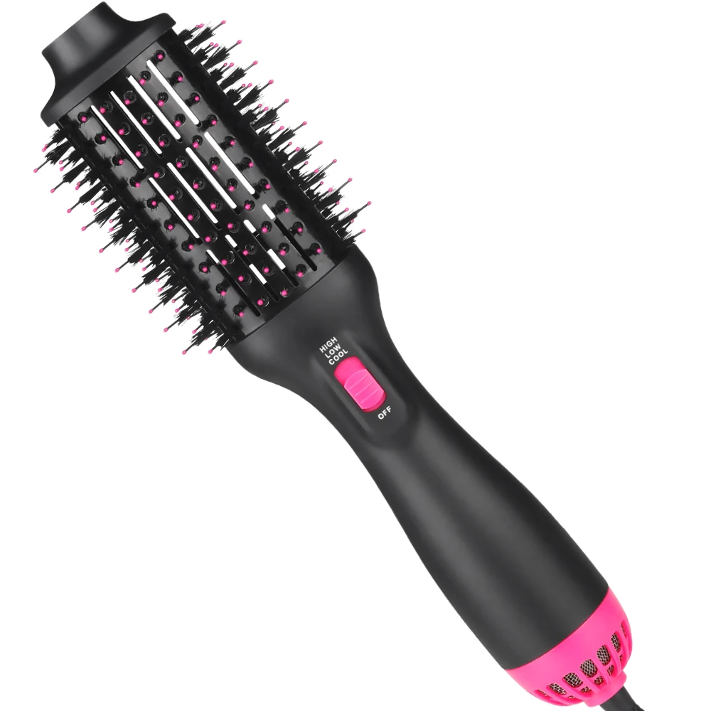 Best Selling Wholesale Professional 2-in-1 Electric Brush Hair Iron Straightener Ion Hot Comb Crimper Rotating Hair Curler