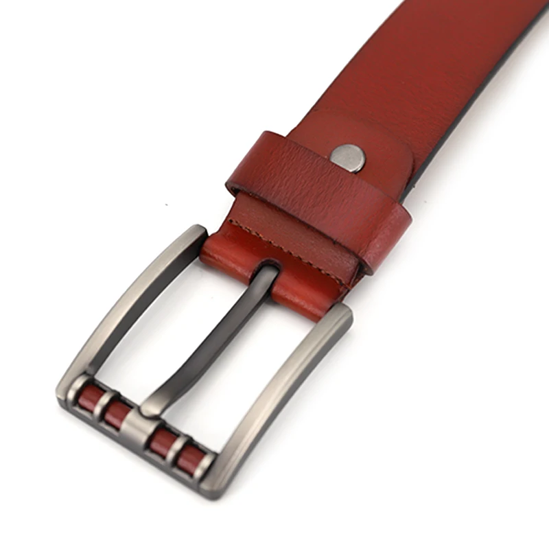 2022 new arrival new waist buckle business genuine leather belts for women with adjustable metal buckles red color