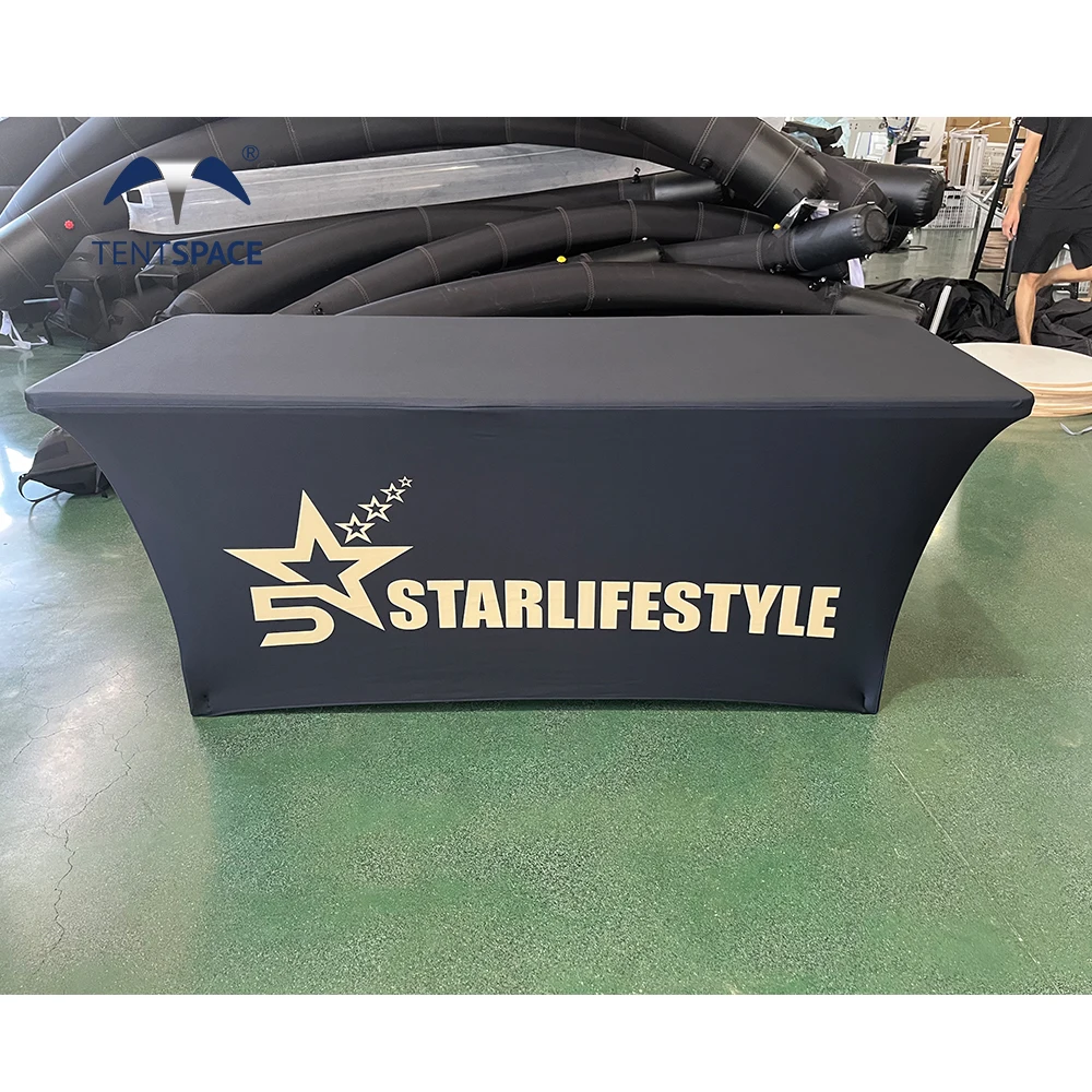 Printing customized event wedding table cloth party 6ft  4ft decorative stretch table cover for sale