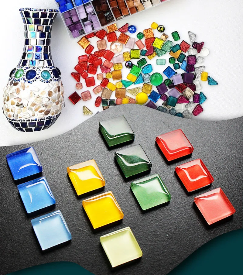 1100 Pieces Mosaic Tiles Squares Crystal Mosaic Stained Glass Kits for Adults Crafts Supplies DIY Picture Frames Handmade