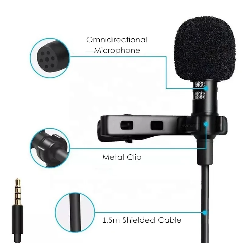 Live Video Streaming Headset Microphone Portable Mini Mic Clip-on Wired Lapel Lavalier Microphone For PC Notebook Laptop Camera