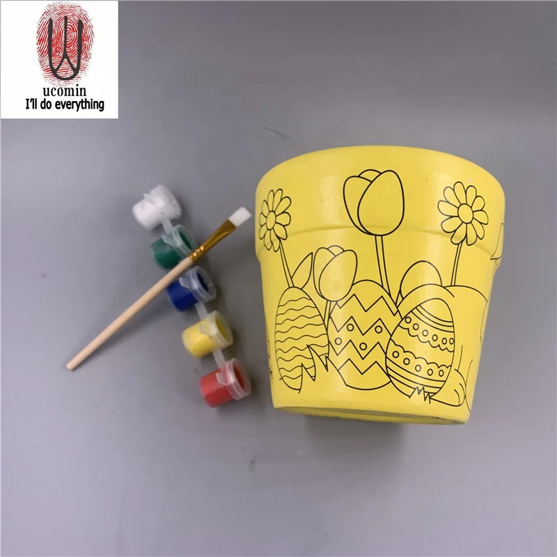 
DIY ceramic baking paint custom ceramic flowerpot vases for growing toys Planting Toy 