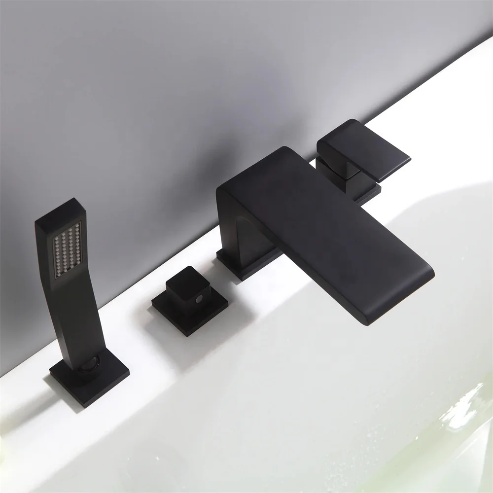 Waterfall Deck Mounted Bathroom Bathtub Shower Faucet Set 5 Hole Shower Mixer set Two functions Bathtub faucet