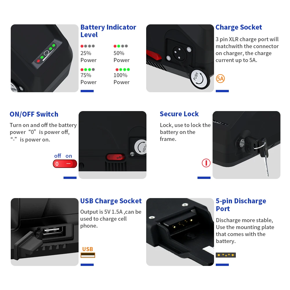 48v 52v lithium ion battery electric bicycle battery 18650 21700 cells ebike battery for 750w 1000W bafang motor