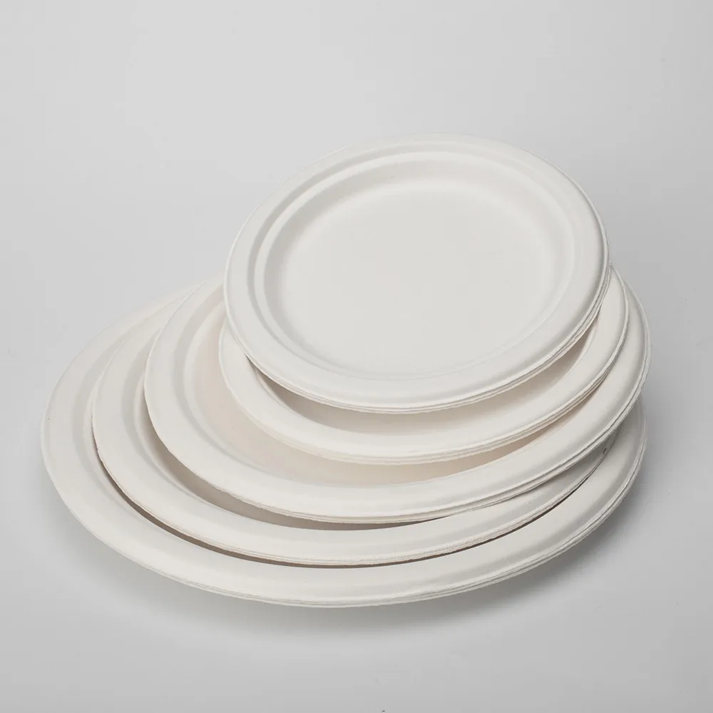 wholesale biodegradable sugarcane tableware bbq party plates disposable bagasse 9 inch compostable bagasse paper plates