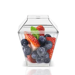 Mini mousse pudding jelly yogurt cup tasting cup transparent square hard PS disposable cups with lid