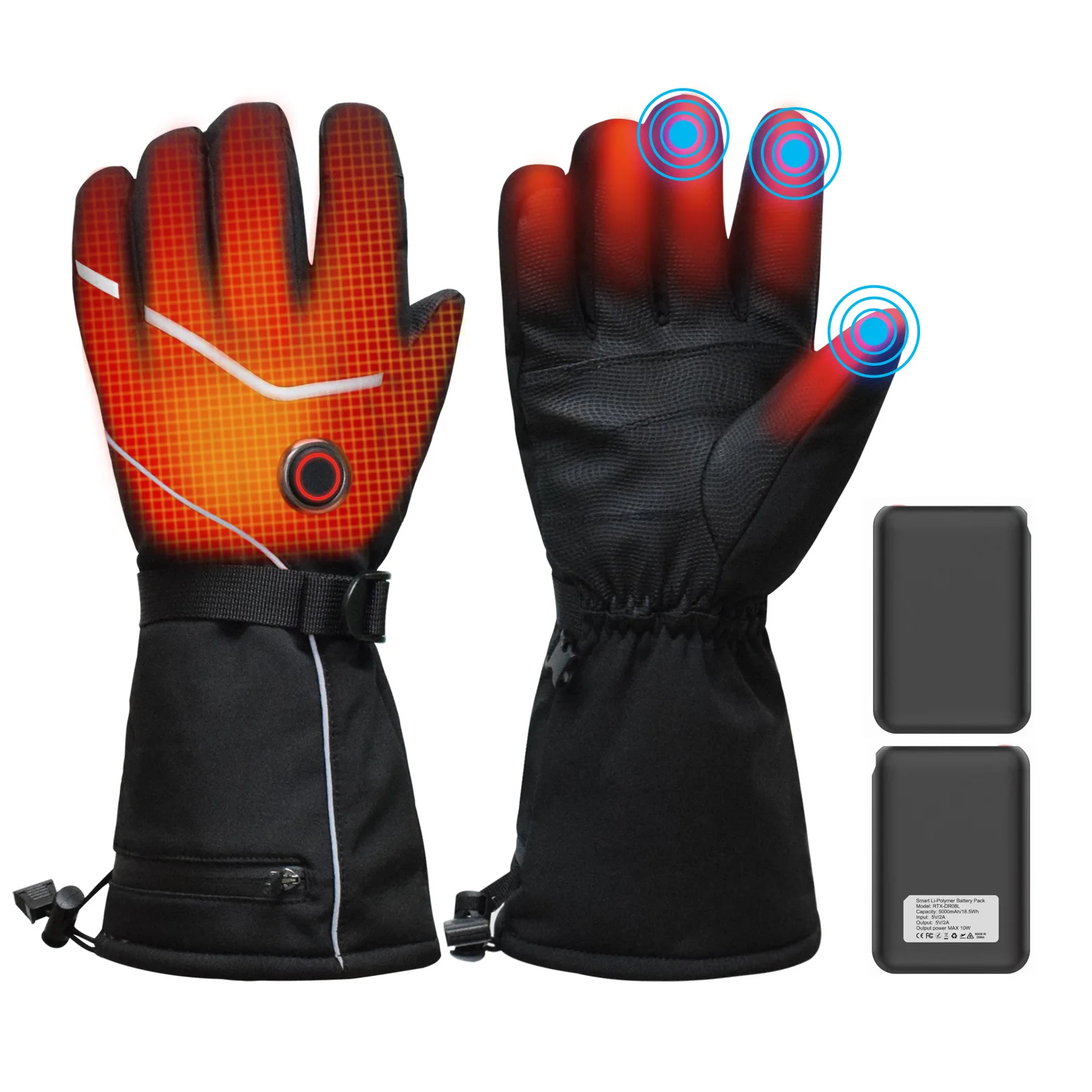 5000mAh Battery Pair Heated Gloves Waterproof Thermal Indoor Outdoor  Heating Gloves  Hand Warmer for Men and Women