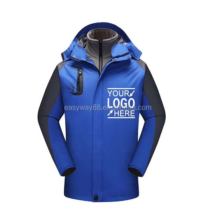 2020 green Mens winter jacket/ waterproof polyester windbreaker interchange jacket in Stock