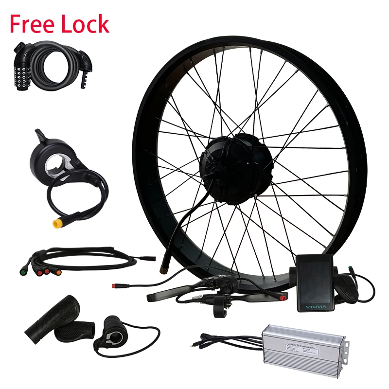 VTUVIA EBIKE Kit Factory price 48volt 52v 72v electric bike hub motor wheel conversion kit with rim for city bike with battery