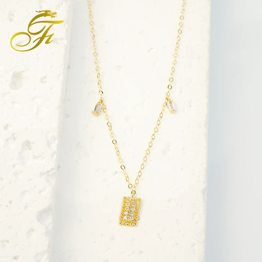 Customized Real 9K 14K 18K Name Necklace Jewelry square zircon choker wholesale price crystals fine jewelry beauty necklaces