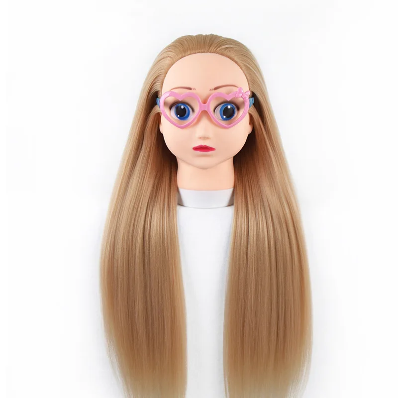 Salon Styling hair head training Cosmetology Doll Head Synthetic Fiber Hair Hairdressing Training Model Hair mannequin head