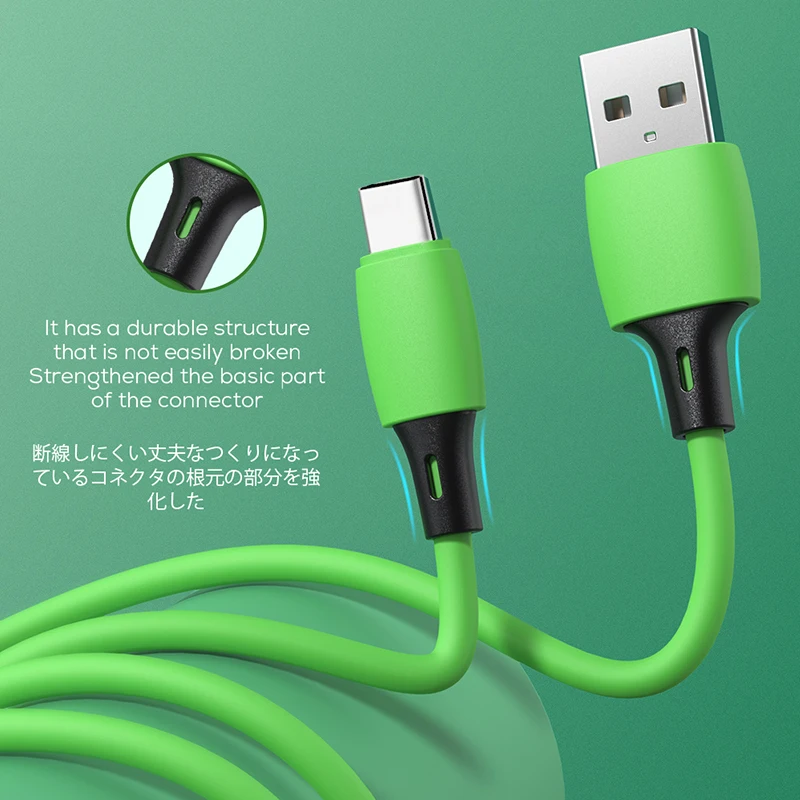 Flash sales USB cable colorful OEM 2m soft rubber fast charging cord for iphone apple