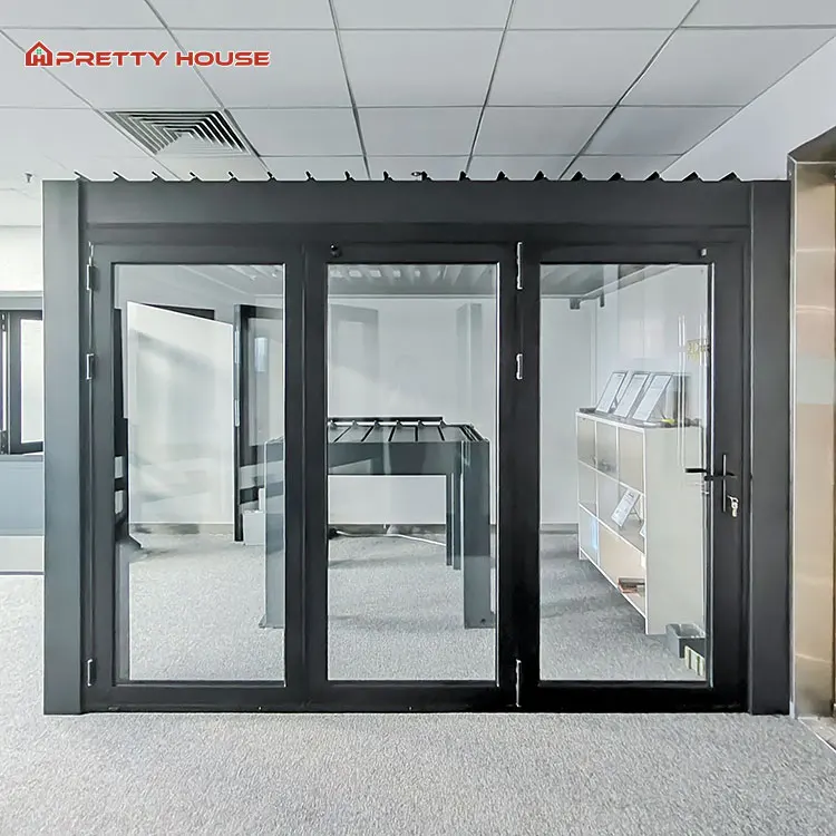 American Style Custom 6 panel glass folding door patio exterior waterproof accordion aluminium french bi fold doors