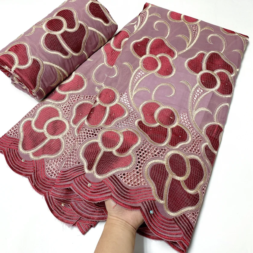 African Cotton Punch Embroidery Lace Fabric High Quality Nigerian Swiss Voile In Switzerland Lace Fabrics OK7031