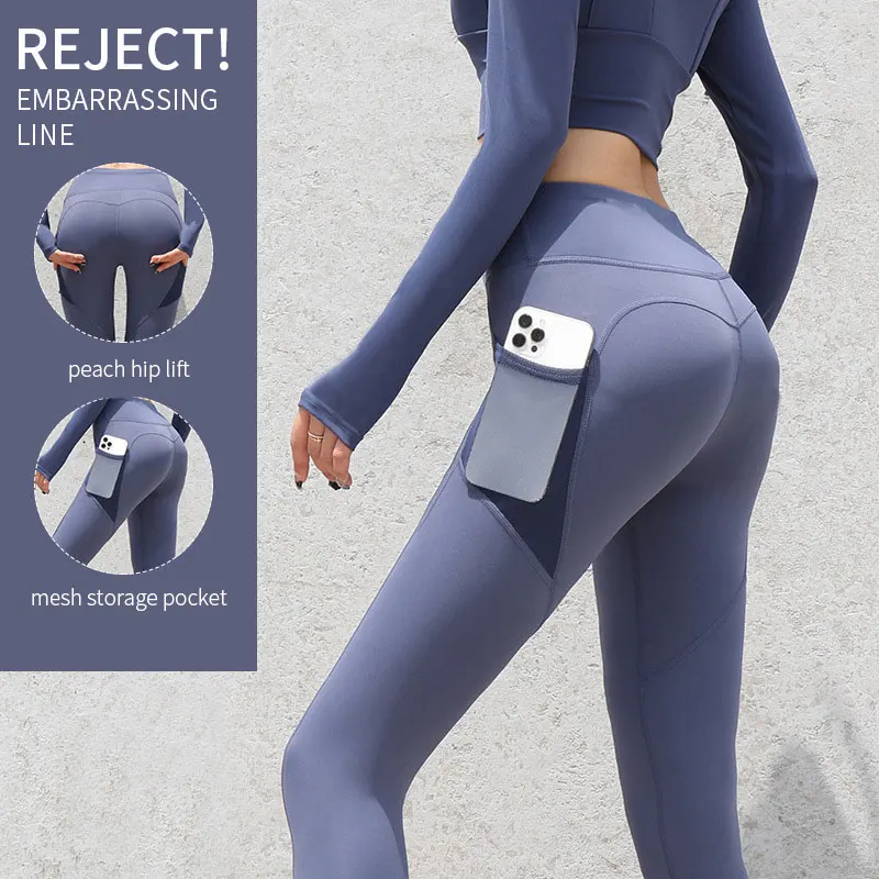 Seamless Yoga Pants High Waist Nude Leggings Push Up High Waist Sports Pants Ladies Fitness Running Leggings