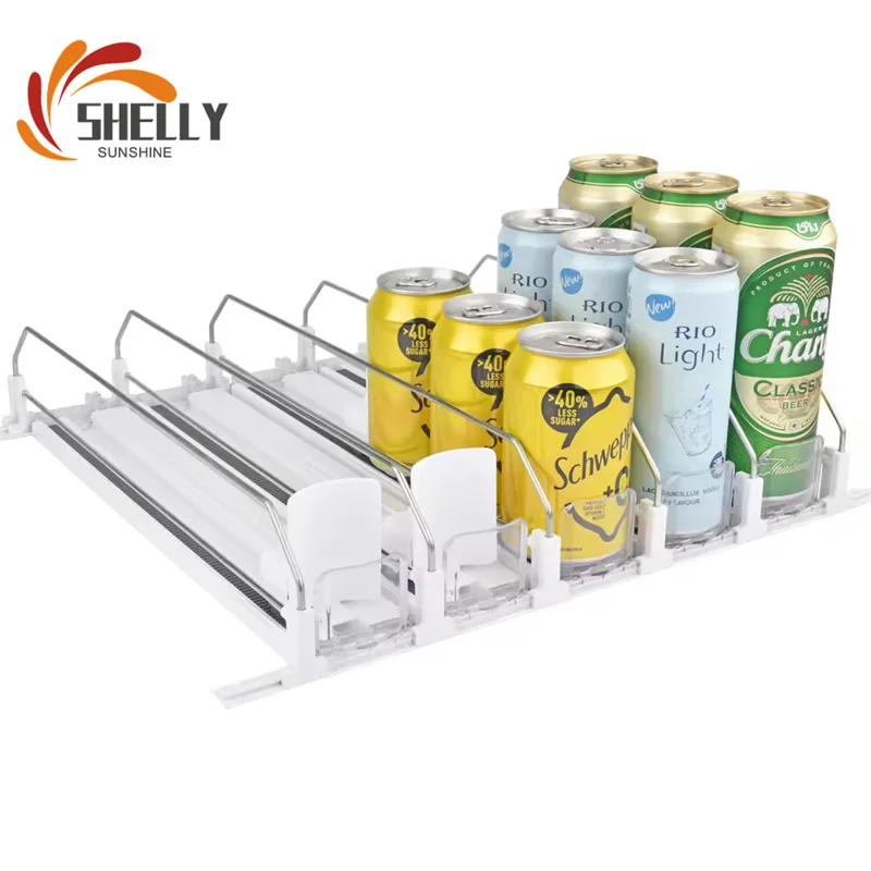 XL Juice Boxes Lane Universal Display Auto-Pusher Glide Bottle Organizer W