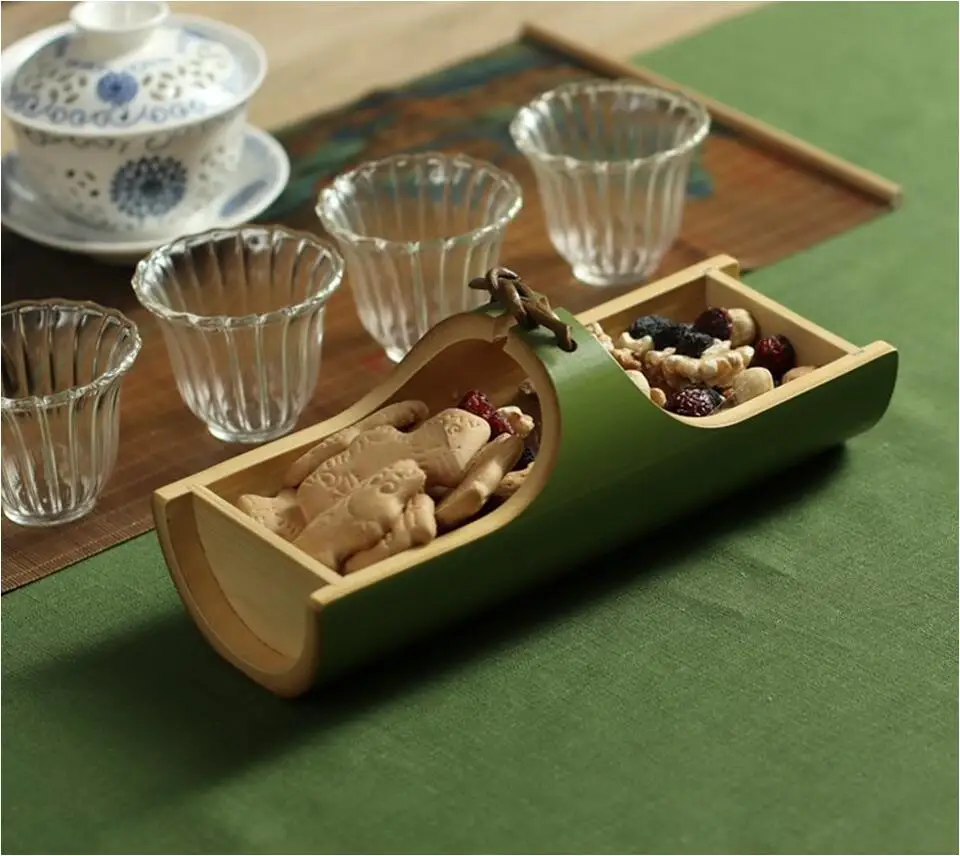 High end natural bamboo food cookie fruit tray holder