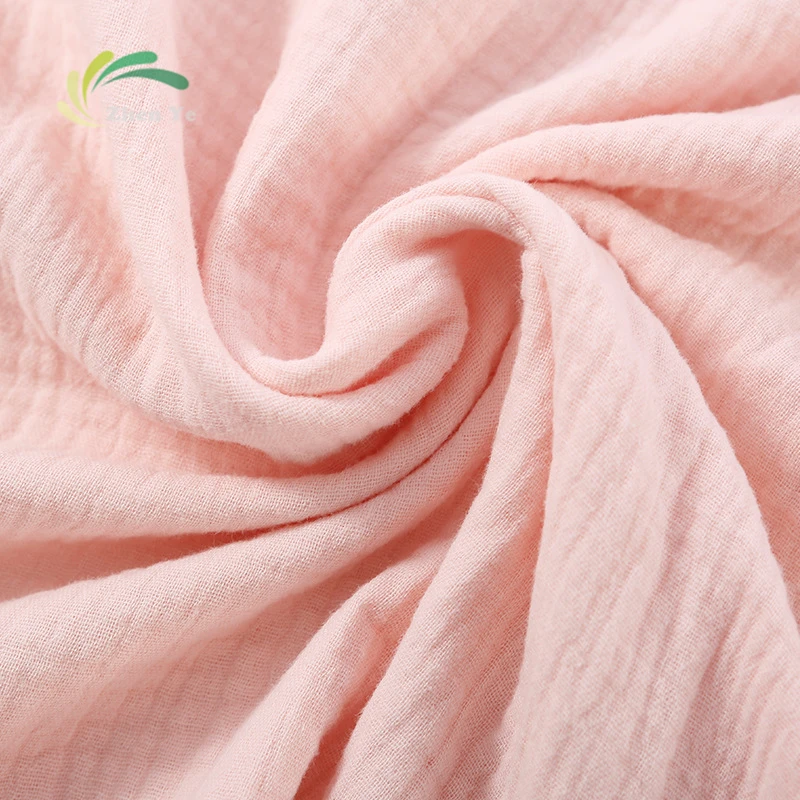 Factory Hot Sale Pure Cotton Double Face Double Gauze Wrinkle Muslin Organic Fabric For Baby Waddle Pajama Hometextile Swaddle