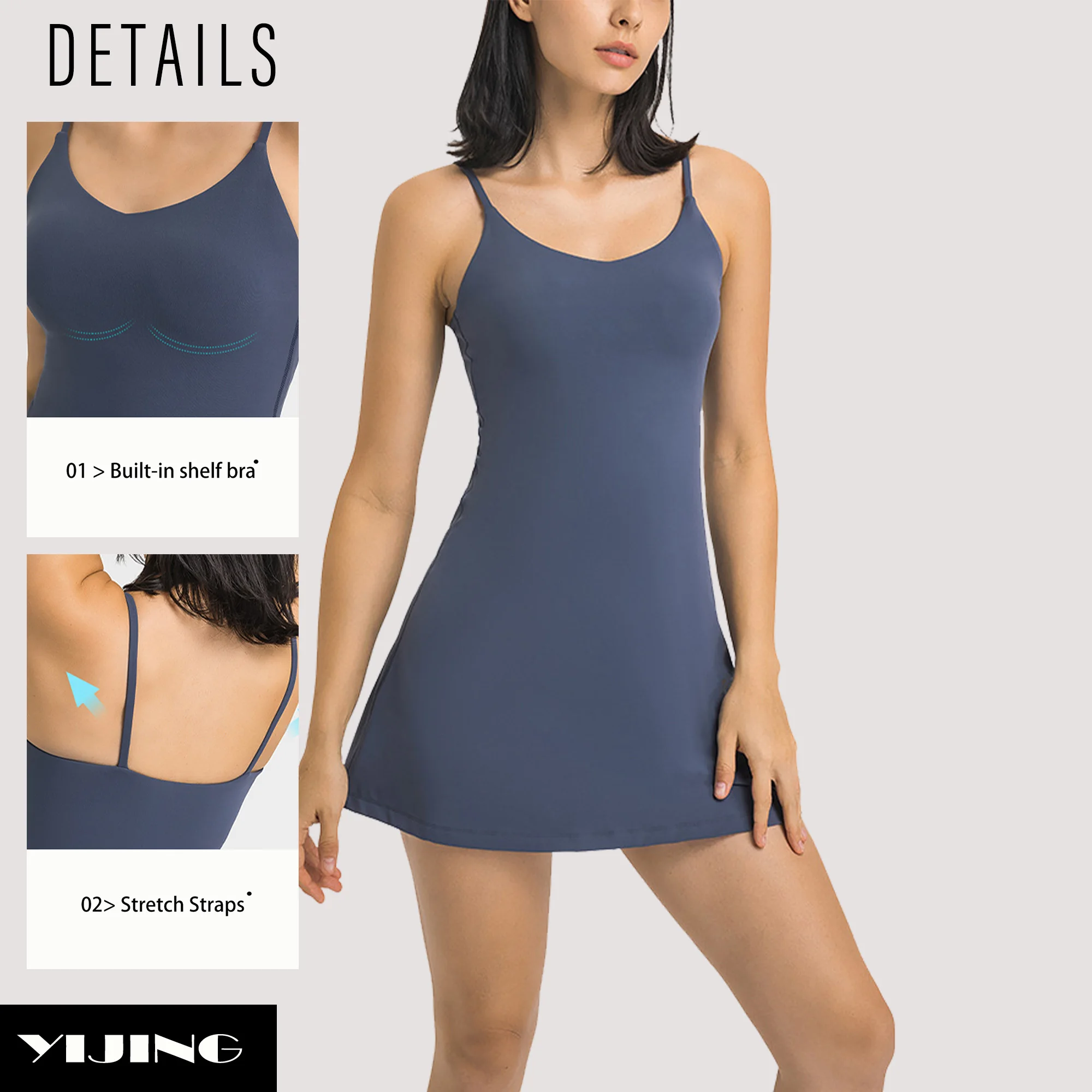 Women One Piece Tennis Dress With Shorts Sport Dress For Golf Badminton Running Workout Casual Girl Sport wear Club Dress