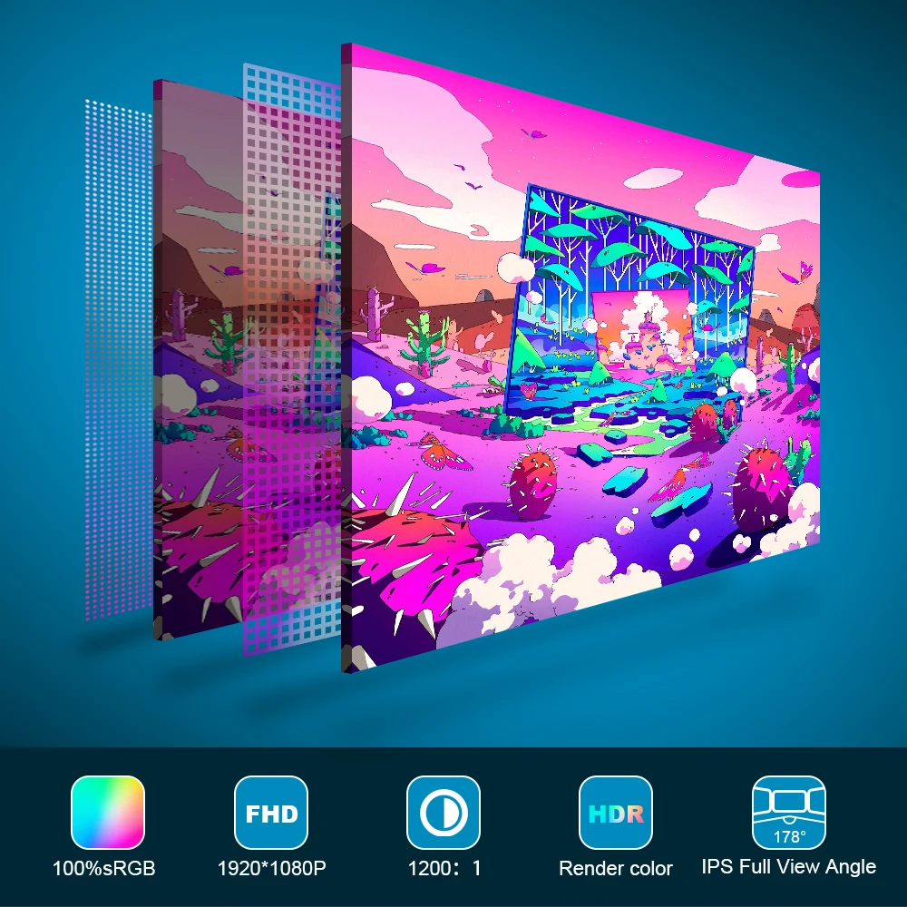 13.3 inch portable monitor 1080P 1200:1 100% of sRGB color gamut screen portable gaming monitor for laptop ps5