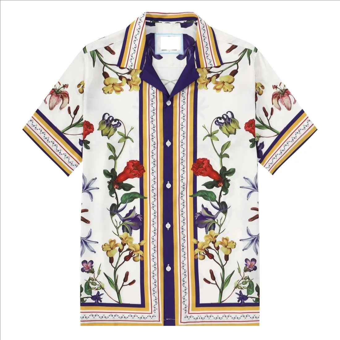 100% Silk Custom Men Luxury Printed Short-Sleeved Silk Shirt Men Trendy Big Size Floral Print Casual Shirts For Men