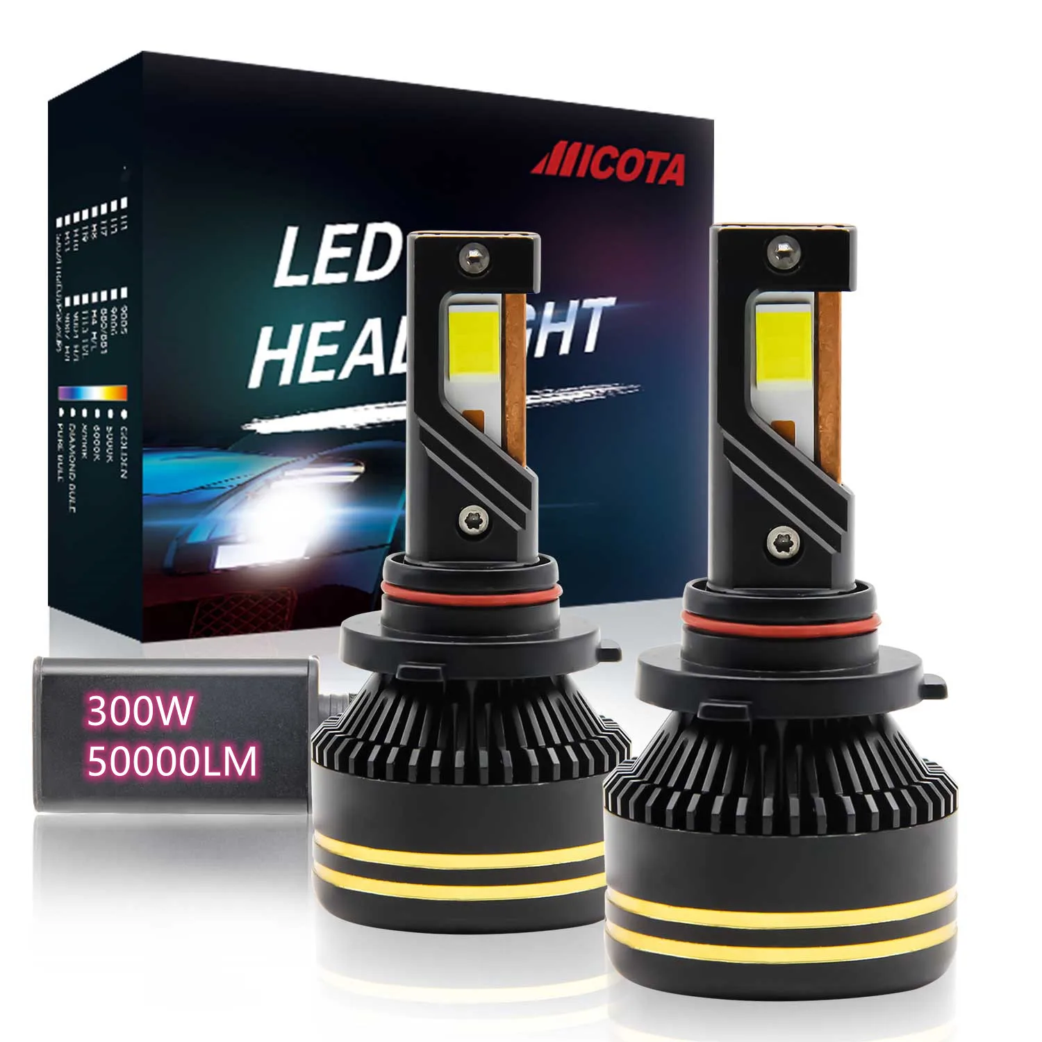Super bright G77 Car Bulbs 300W 50000 Lumen H4 H7 H11 9005 9006 9012 Car 6000k CSP Chip led headlights
