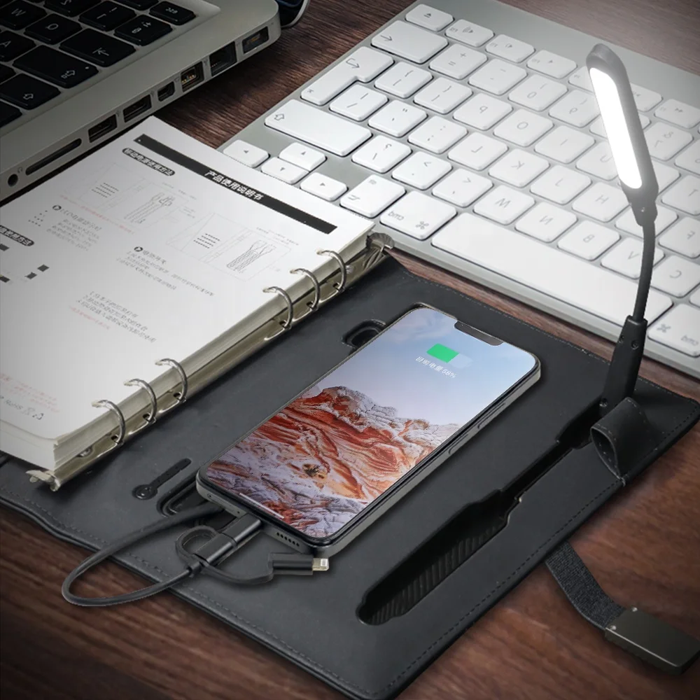 Многофункциональный ноутбук с беспроводной зарядкой smart power bank настольной лампой