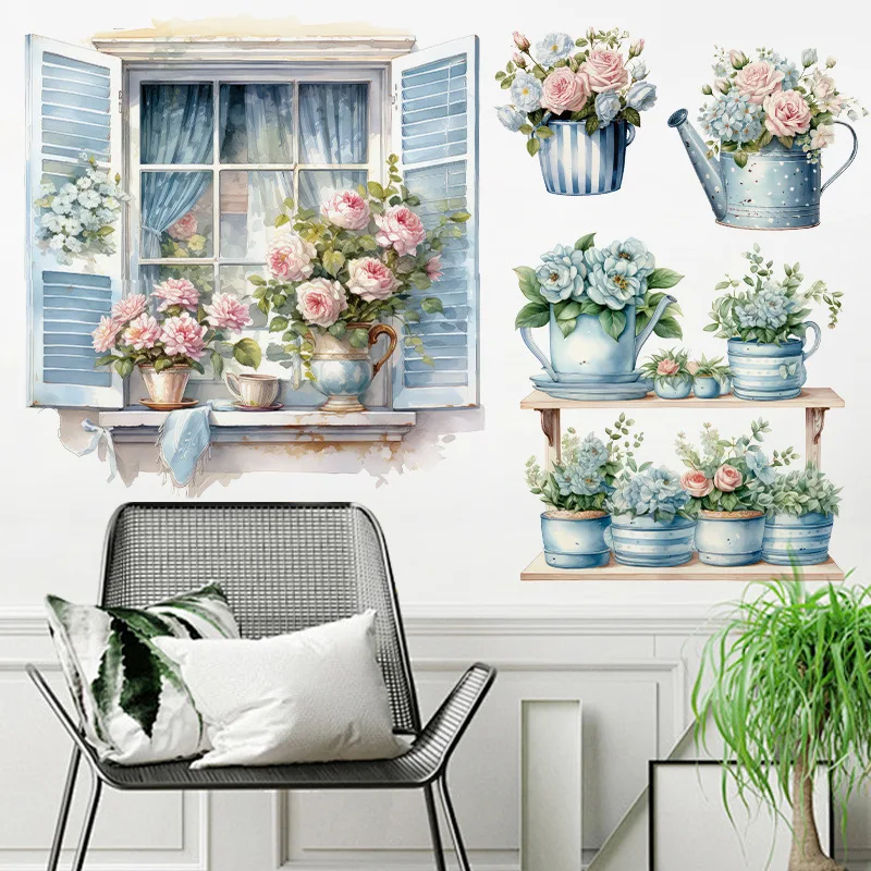 tropical plant wall stickers green big leaves with colored butterflies wallpaper self adhesive wall mural modern home decor