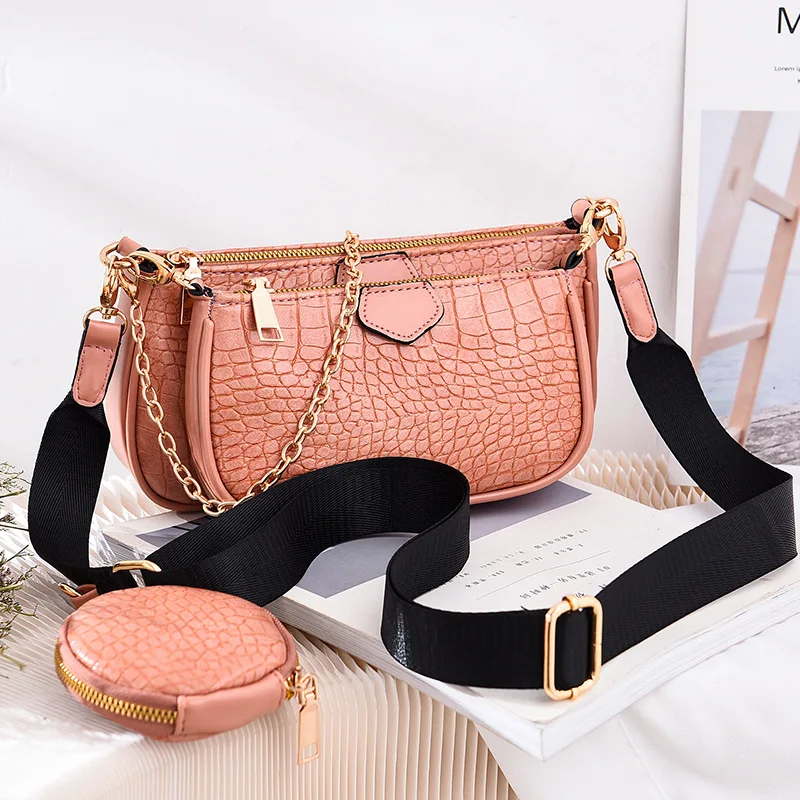 2021 New Cheap Crocodile Casual Coin Crossbody Bag Set Women Designer Handbags Famous Brands 3 in 1 Crossbody Bag Purses