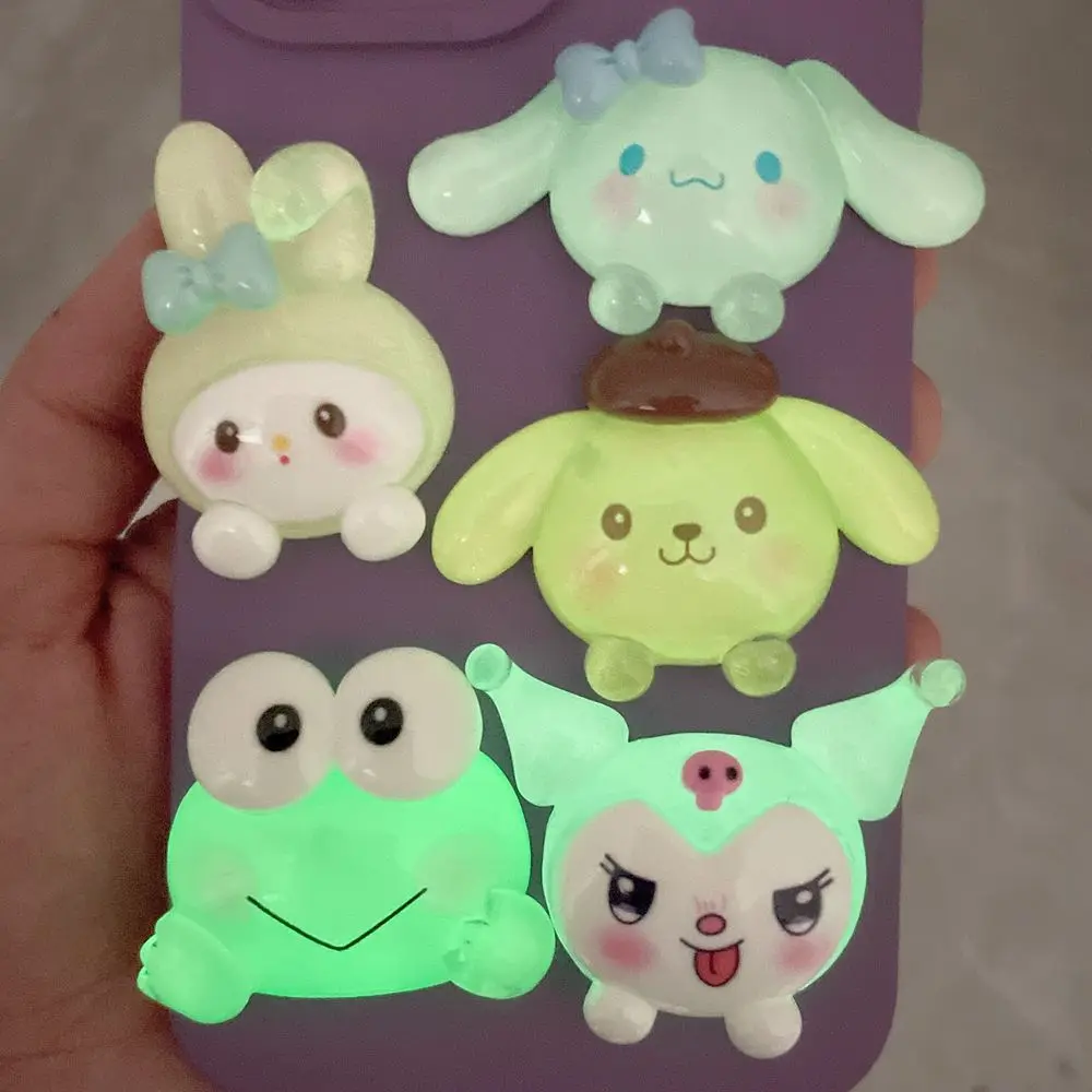 Большой Шарм из смолы Sanrio мультяшный светящийся в темноте Мелодия Kitty Kuromi Keroppi Diy Декор для телефона