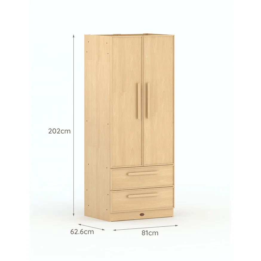 Only B2B Boori Solid Wood Bedroom Furniture Combination 2 Door Closet Organizer Storage Wardrobe