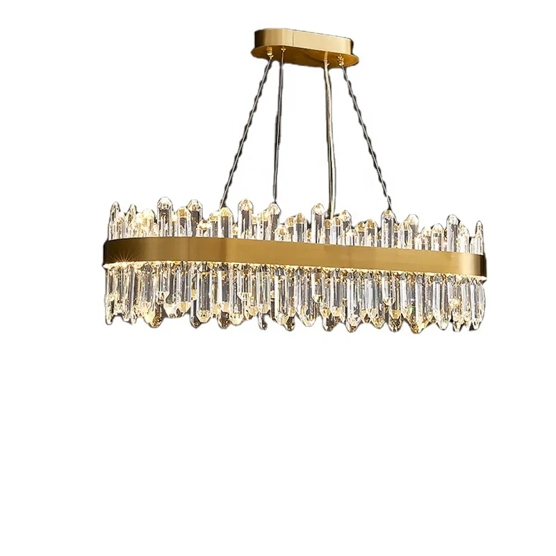 Luxury 16-Light Modern Crystal Chandeliers, Brushed Gold Rectangle Pendant Lighting