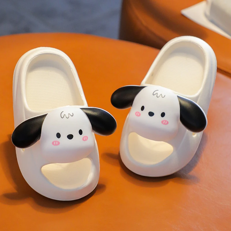 Soft indoor dog flip flops children sandals cute cartoon animals slippers for boy girls Beach Shoes