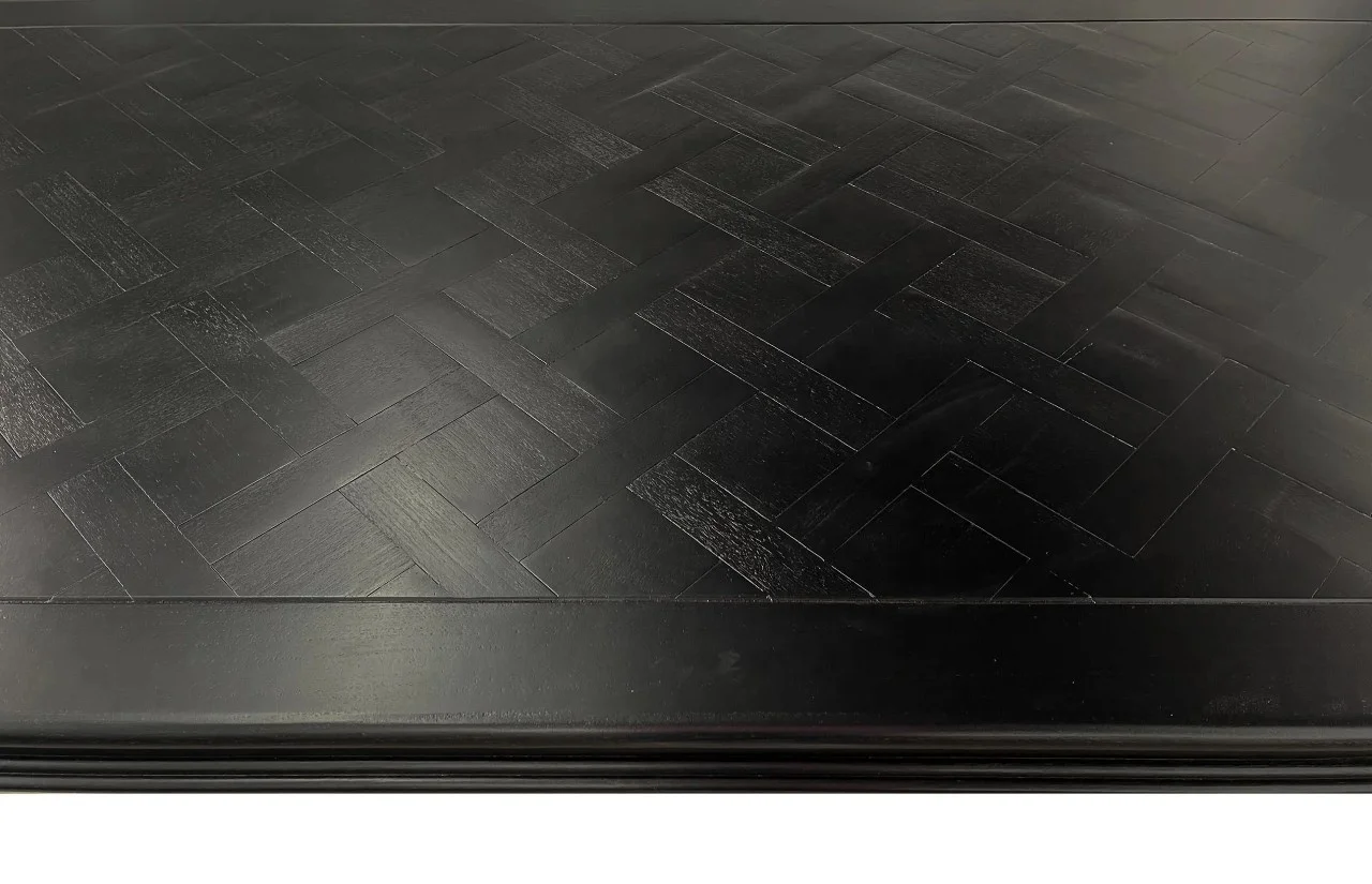 High quality French solid wooden long black Rectangle Parquet dining table designs