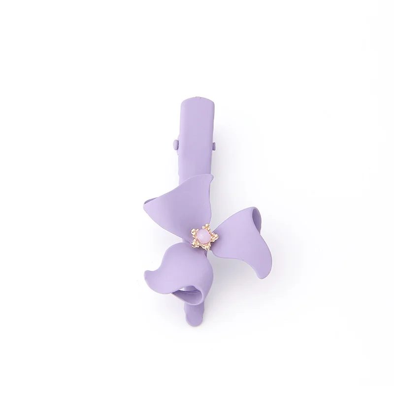 изделия леди милый зажим для волос металлический цветок светло-фиолетовый резиновое покрытие имитация позолоченные заколки