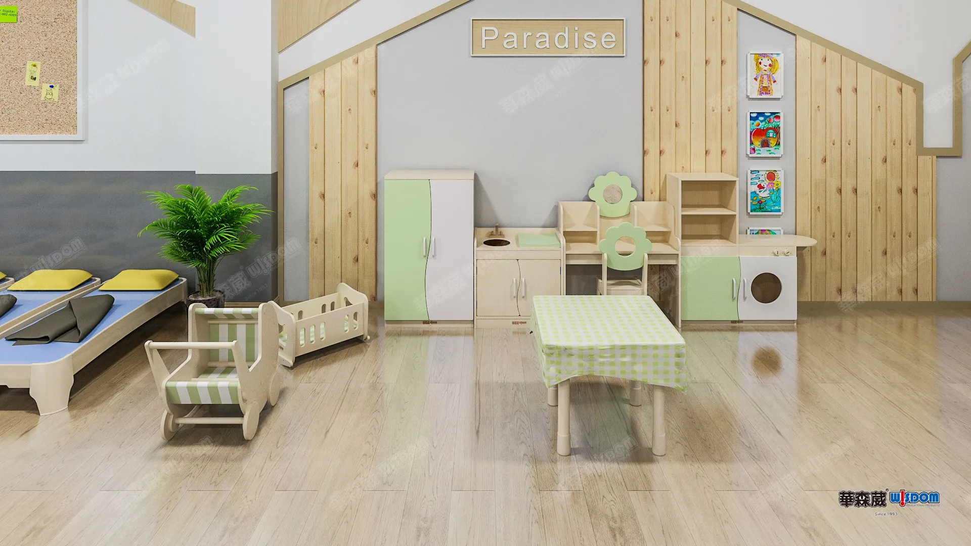 Wisdom Kindergarten furniture set Classroom Preschool lockers Day care shelves store cupboards for kindergarten children